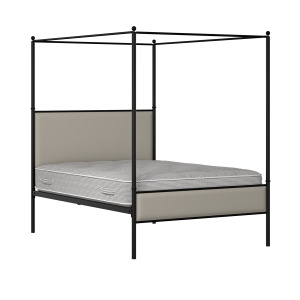 Reims Slim iron/metal upholstered bed in black with Silver fabric - Thumbnail