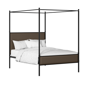 Reims Slim iron/metal upholstered bed in black with storm grey fabric - Thumbnail