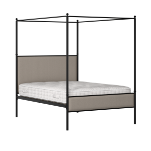 Reims Slim iron/metal upholstered bed in black with storm grey fabric - Thumbnail