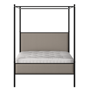 Reims Slim iron/metal upholstered bed in black with storm grey fabric - Thumbnail