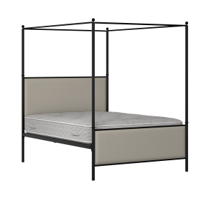 Reims iron/metal upholstered bed in black with Silver fabric - Thumbnail