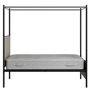 Reims iron/metal upholstered bed in black with Silver fabric - Thumbnail