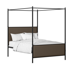 Reims iron/metal upholstered bed in black with storm grey fabric - Thumbnail