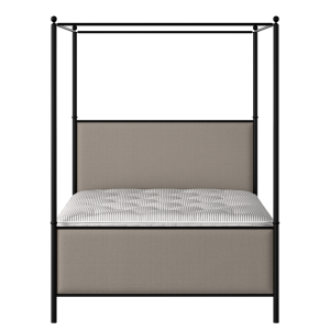 Reims iron/metal upholstered bed in black with storm grey fabric - Thumbnail