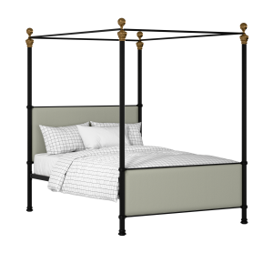 Riviere iron/metal upholstered bed in black with mineral fabric - Thumbnail