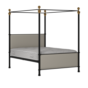Riviere iron/metal upholstered bed in black with Silver fabric - Thumbnail