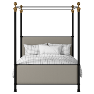 Riviere iron/metal upholstered bed in black with Silver fabric - Thumbnail