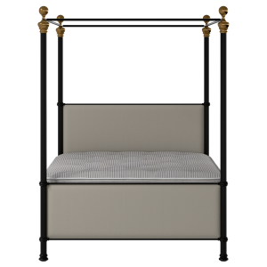 Riviere iron/metal upholstered bed in black with Silver fabric - Thumbnail