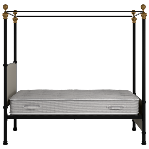 Riviere iron/metal upholstered bed in black with Silver fabric - Thumbnail