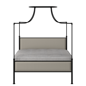 Waterloo Slim iron/metal upholstered bed in black with Silver fabric - Thumbnail