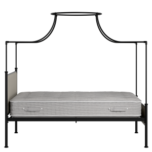 Waterloo Slim iron/metal upholstered bed in black with Silver fabric - Thumbnail