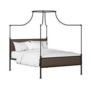 Waterloo Slim iron/metal upholstered bed in black with storm grey fabric - Thumbnail