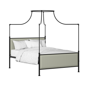 Waterloo iron/metal upholstered bed in black with mineral fabric - Thumbnail