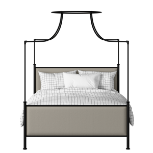 Waterloo iron/metal upholstered bed in black with Silver fabric - Thumbnail