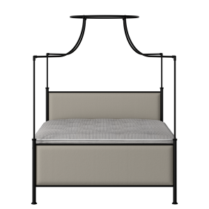 Waterloo iron/metal upholstered bed in black with Silver fabric - Thumbnail