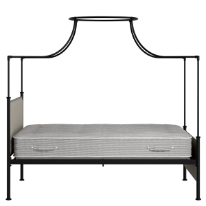 Waterloo iron/metal upholstered bed in black with Silver fabric - Thumbnail