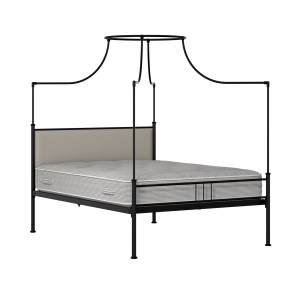 Waterloo Zero iron/metal upholstered bed in black with Silver fabric - Thumbnail