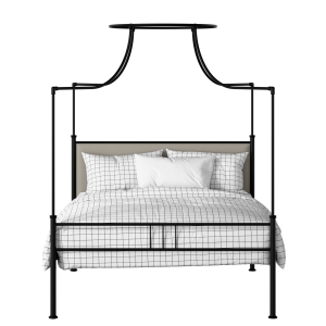 Waterloo Zero iron/metal upholstered bed in black with Silver fabric - Thumbnail