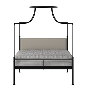Waterloo Zero iron/metal upholstered bed in black with Silver fabric - Thumbnail