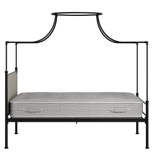 Waterloo Zero iron/metal upholstered bed in black with Silver fabric - Thumbnail