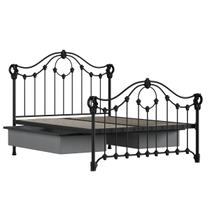 Alva iron/metal bed in black with drawers - Thumbnail