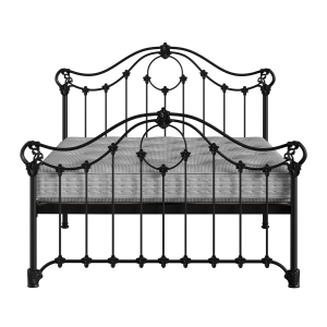 Alva iron/metal bed in black with Juno mattress - Thumbnail