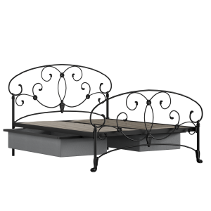 Arigna iron/metal bed in black with drawers - Thumbnail