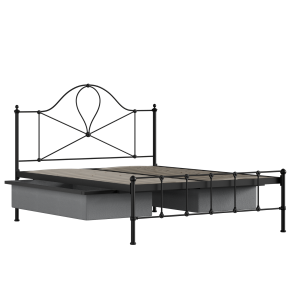 Athena iron/metal bed in black with drawers - Thumbnail