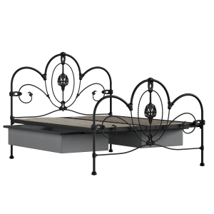 Ballina iron/metal bed in black with drawers - Thumbnail