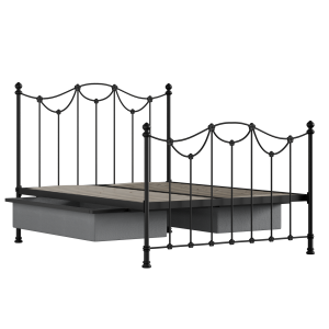 Carie iron/metal bed in black with drawers - Thumbnail