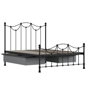 Carie Low Footend iron/metal bed in black with drawers - Thumbnail