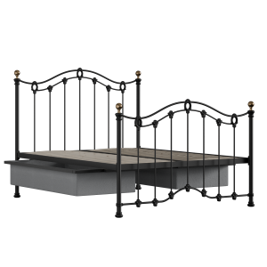 Clarina iron/metal bed in black with drawers - Thumbnail