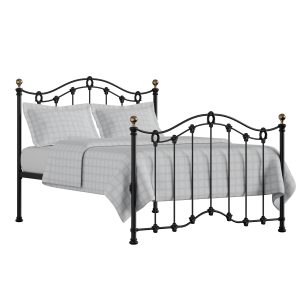 Clarina iron/metal bed in black with Juno mattress - Thumbnail