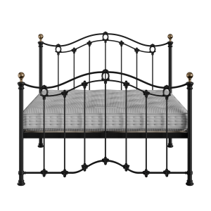 Clarina iron/metal bed in black with Juno mattress - Thumbnail