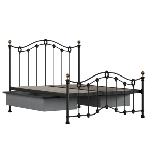 Clarina Low Footend iron/metal bed in black with drawers - Thumbnail