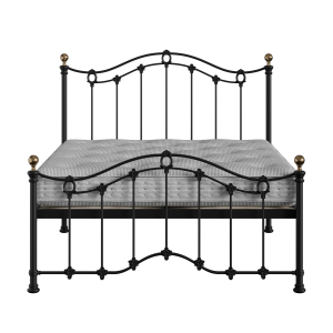 Clarina Low Footend iron/metal bed in black with Juno mattress - Thumbnail
