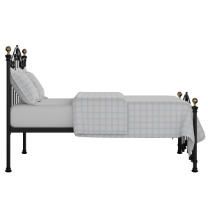 Clarina Low Footend iron/metal bed in black with Juno mattress - Thumbnail