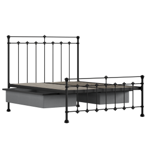 Edwardian iron/metal bed in black with drawers - Thumbnail