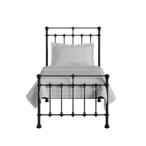 Edwardian iron/metal single bed in black - Thumbnail