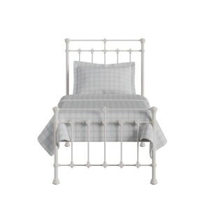 Edwardian iron/metal single bed in ivory - Thumbnail