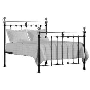 Hamilton Chromo iron/metal bed in black with Juno mattress - Thumbnail