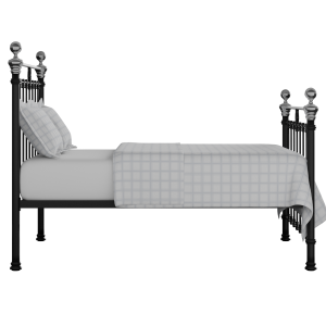 Hamilton Chromo iron/metal bed in black with Juno mattress - Thumbnail