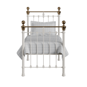 Hamilton iron/metal single bed in ivory - Thumbnail