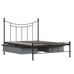Isabelle iron/metal bed in black with drawers - Thumbnail