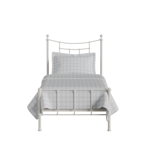 Isabelle iron/metal single bed in ivory - Thumbnail