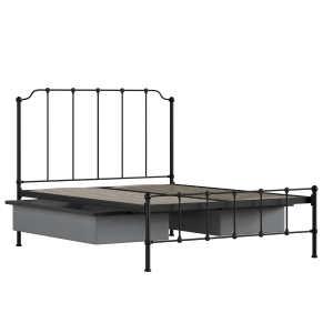 Julia iron/metal bed in black with drawers - Thumbnail
