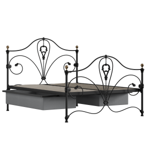 Melrose iron/metal bed in black with drawers - Thumbnail
