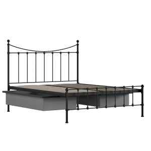 Olivia iron/metal bed in black with drawers - Thumbnail