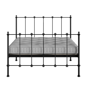 Paris iron/metal bed in black with Juno mattress - Thumbnail