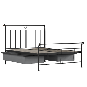 Pellini iron/metal bed in black with drawers - Thumbnail